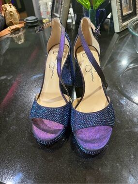 Jessica Simpson Iridescent Blue and Purple Platform Heels